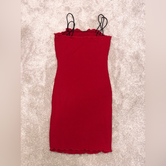 Red Ribbed Mini Dress💗 - Picture 3 of 3